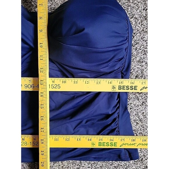 Lands' End Swim Top Navy 16 Reg Tankini Bandeau Padded Bra Removable strap S927 - Picture 6 of 9